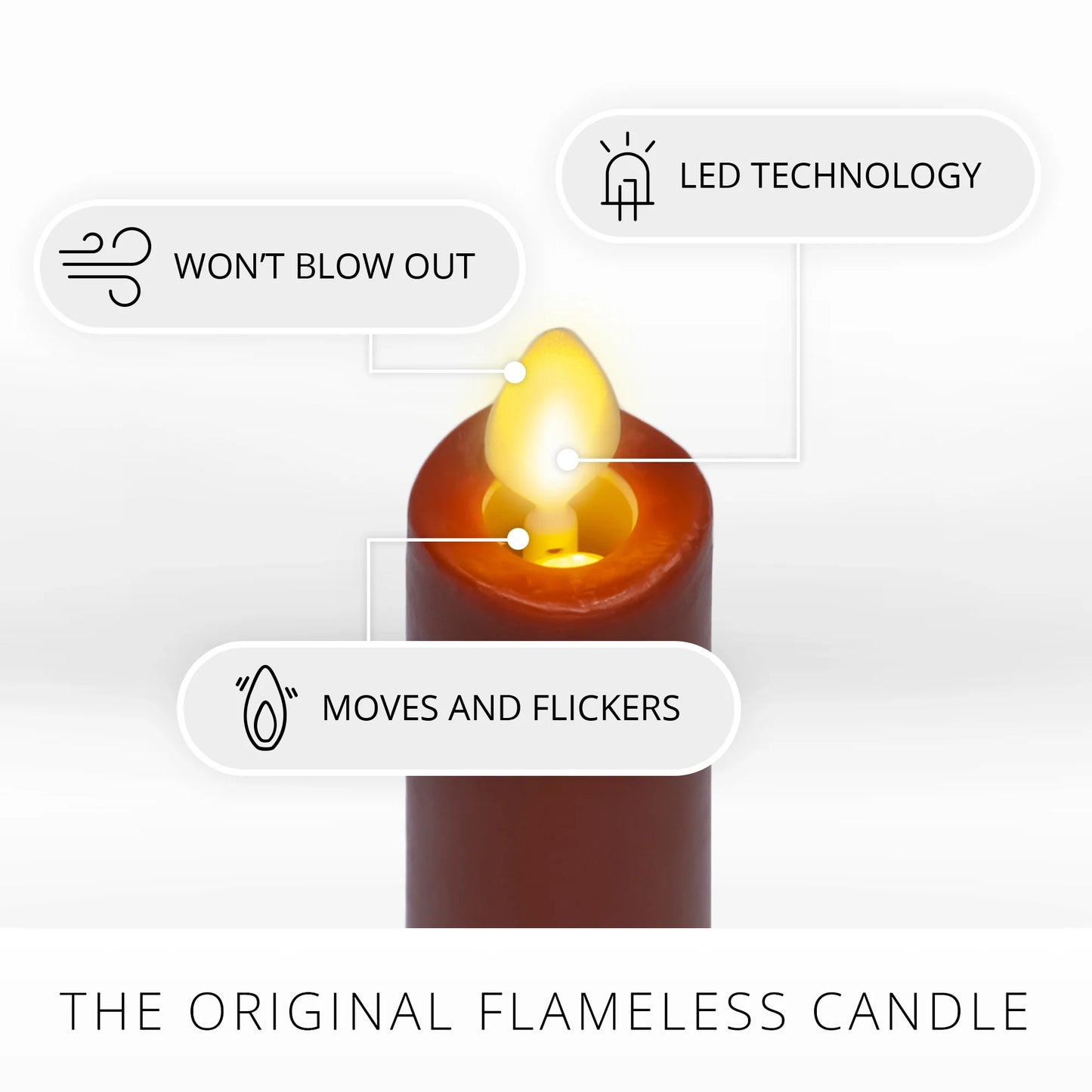 Burnt Orange Flameless Candle Taper