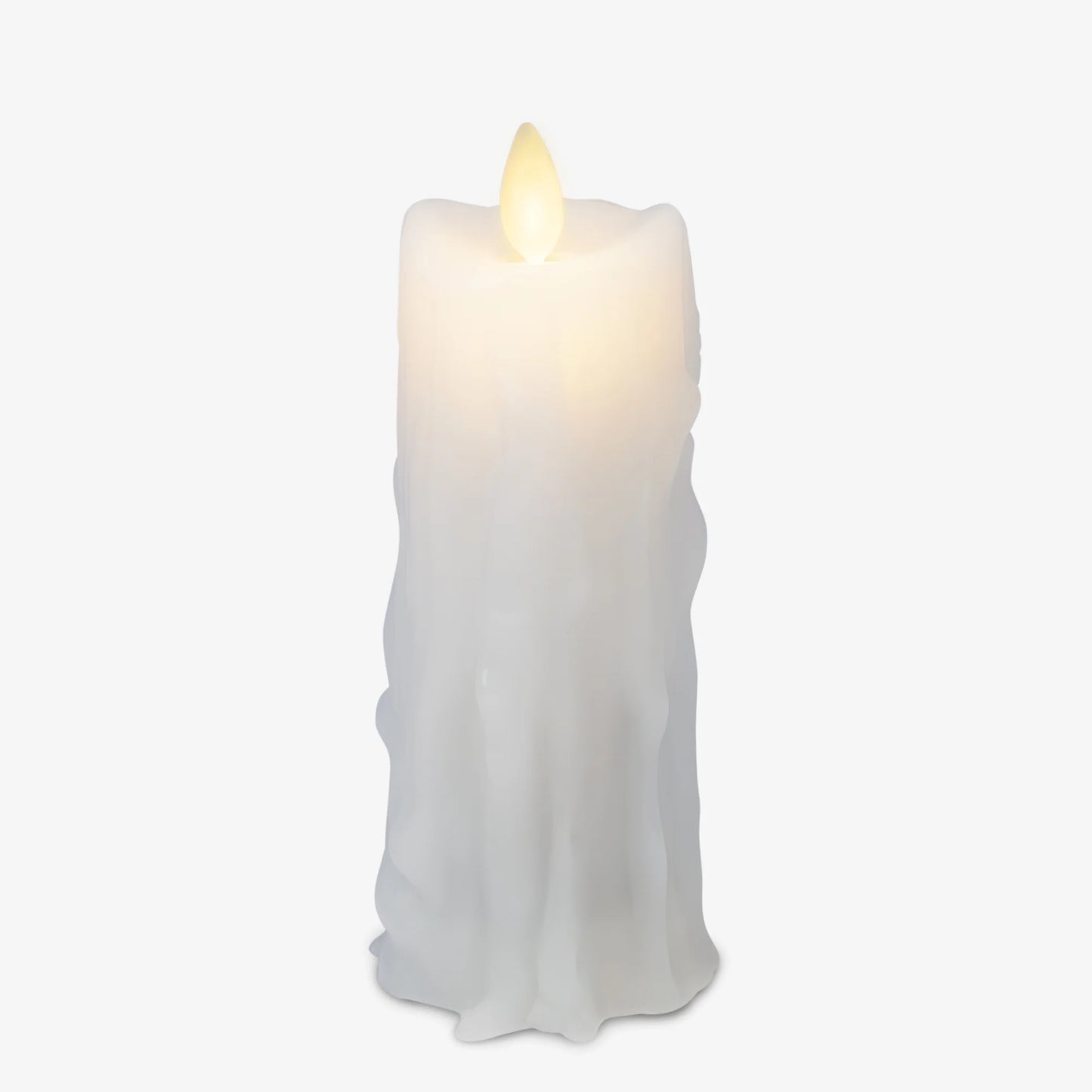 White Heavy Wax Drip Flameless Candle Slim Pillar