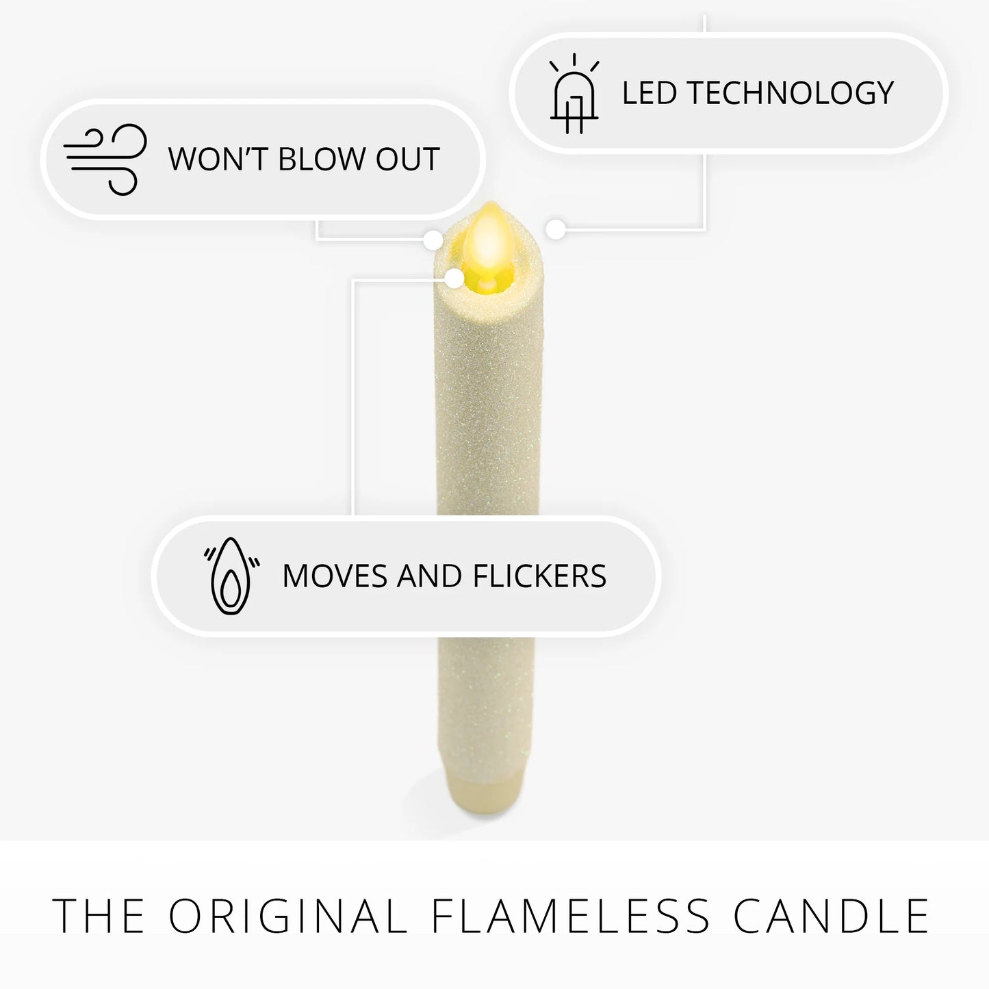 Radiant Ivory Glitter Flameless Candle Taper