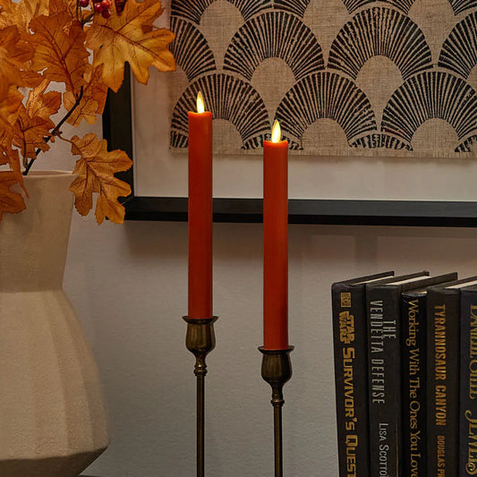 Harvest Pumpkin Flameless Candle Tapers - Set of 2