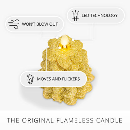 Rich Gold Glitter Flameless Candle North Tree