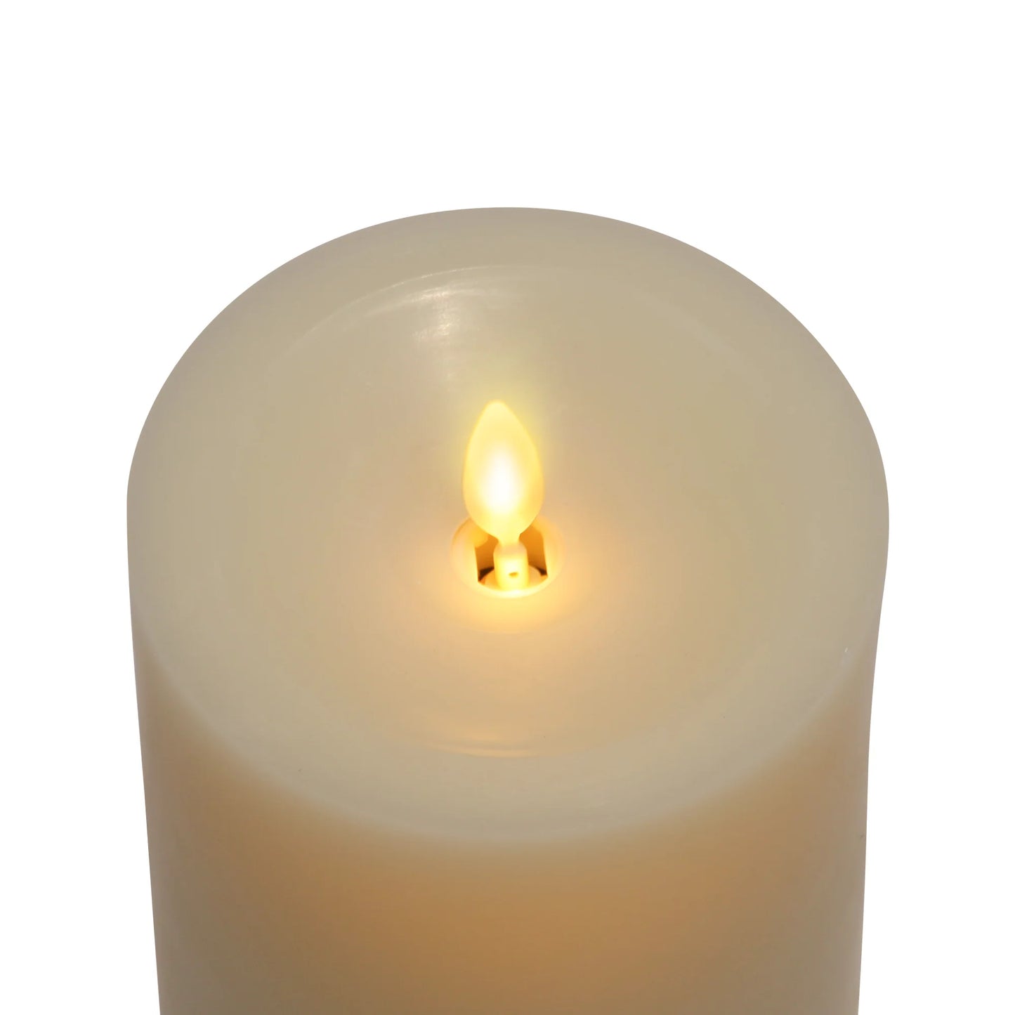 Wick To Flame Pearl Ivory Flameless Candle Pillar - Recessed Top