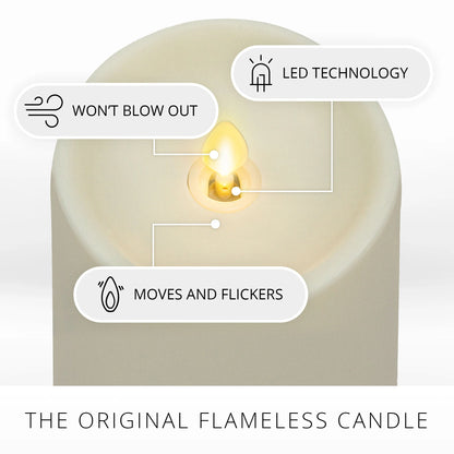Pearl Ivory Outdoor Flameless Candle Pillar - Melted Top - 3.25" Width