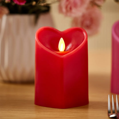 True Red Flameless Candle Heart Pillar