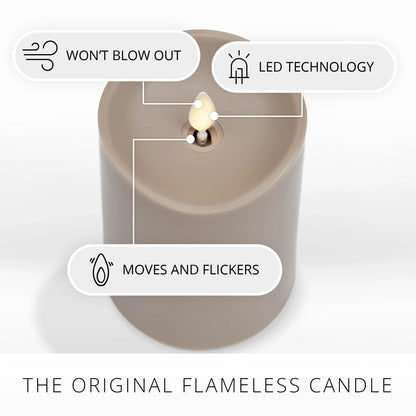 Timeless Taupe Outdoor Flameless Candle Pillar