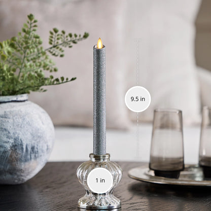 Brilliant Silver Glitter Flameless Candle Taper