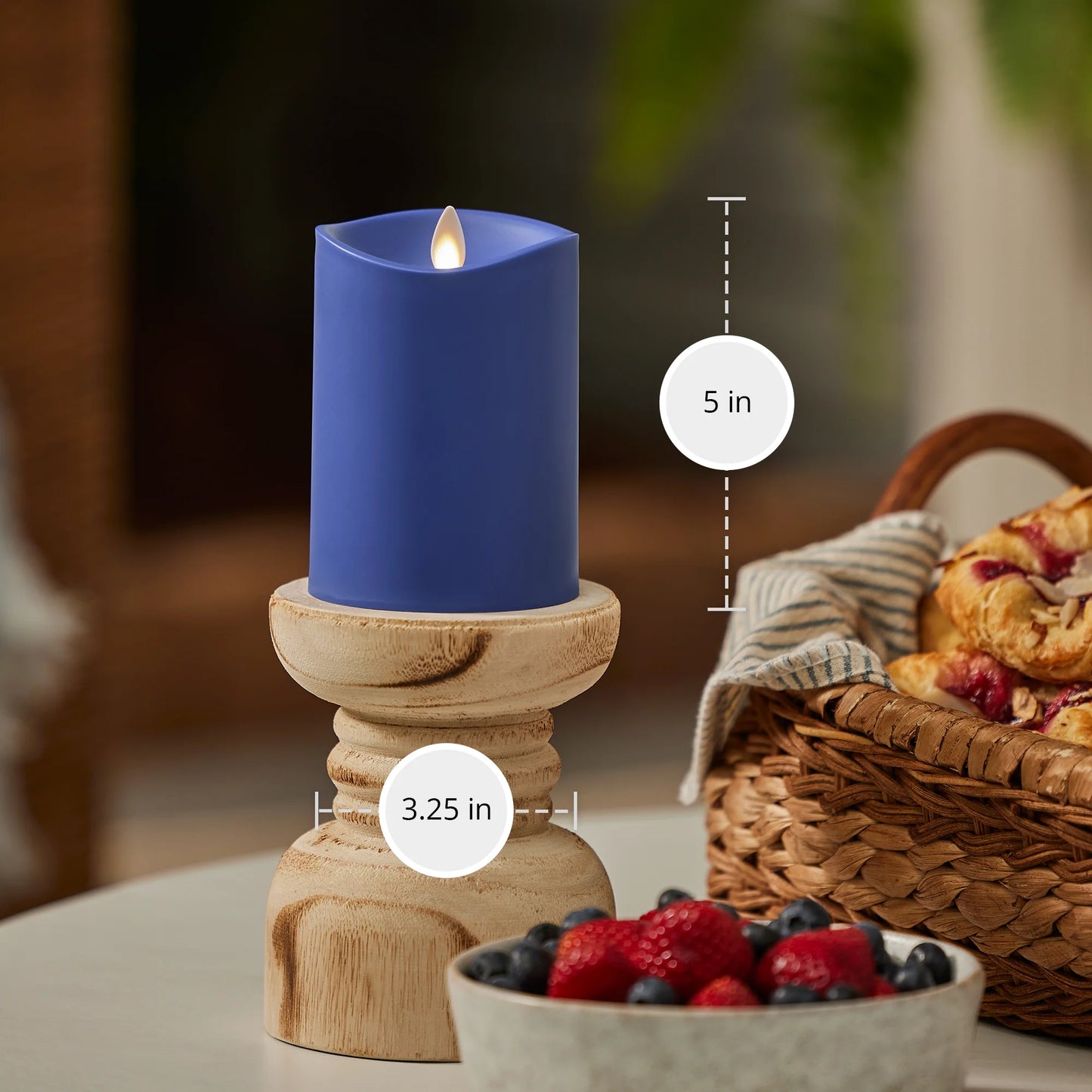 Vivid Ultramarine Outdoor Flameless Candle Pillar