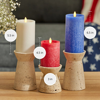 Set of 3 Red, White & Blue Flameless Candle Pillars