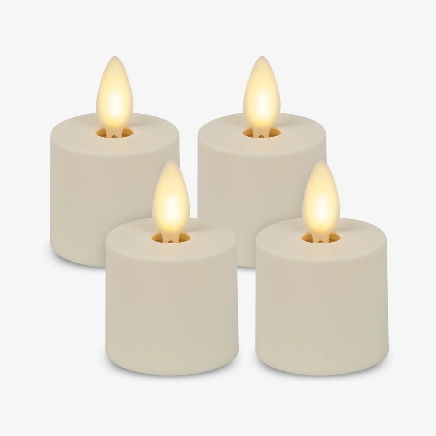 Set of 4 Pearl Ivory Flameless Candle Tealights - Extended Battery Life