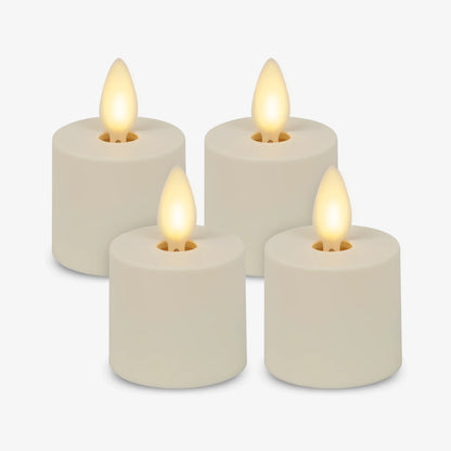 Set of 4 Pearl Ivory Flameless Candle Tealights - Extended Battery Life