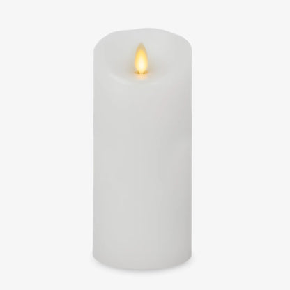 White Flameless Candle Pillar - Scallop Top - 3" Width