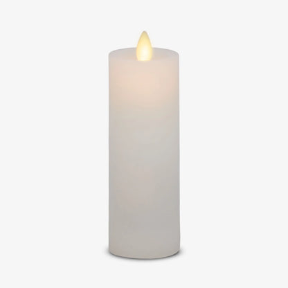 White Flameless Candle Slim Pillar - Recessed Top