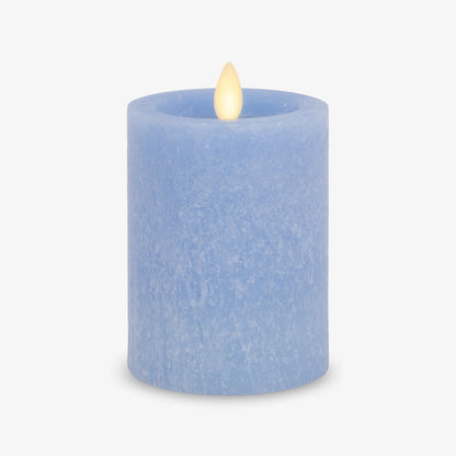 Cornflower Seaglass Flameless Candle Pillar