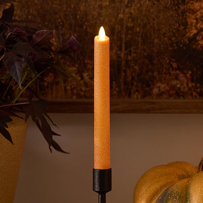 Russet Orange Glitter Flameless Candle Taper