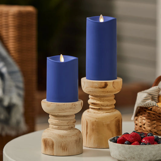 Vivid Ultramarine Outdoor Flameless Candle Pillar