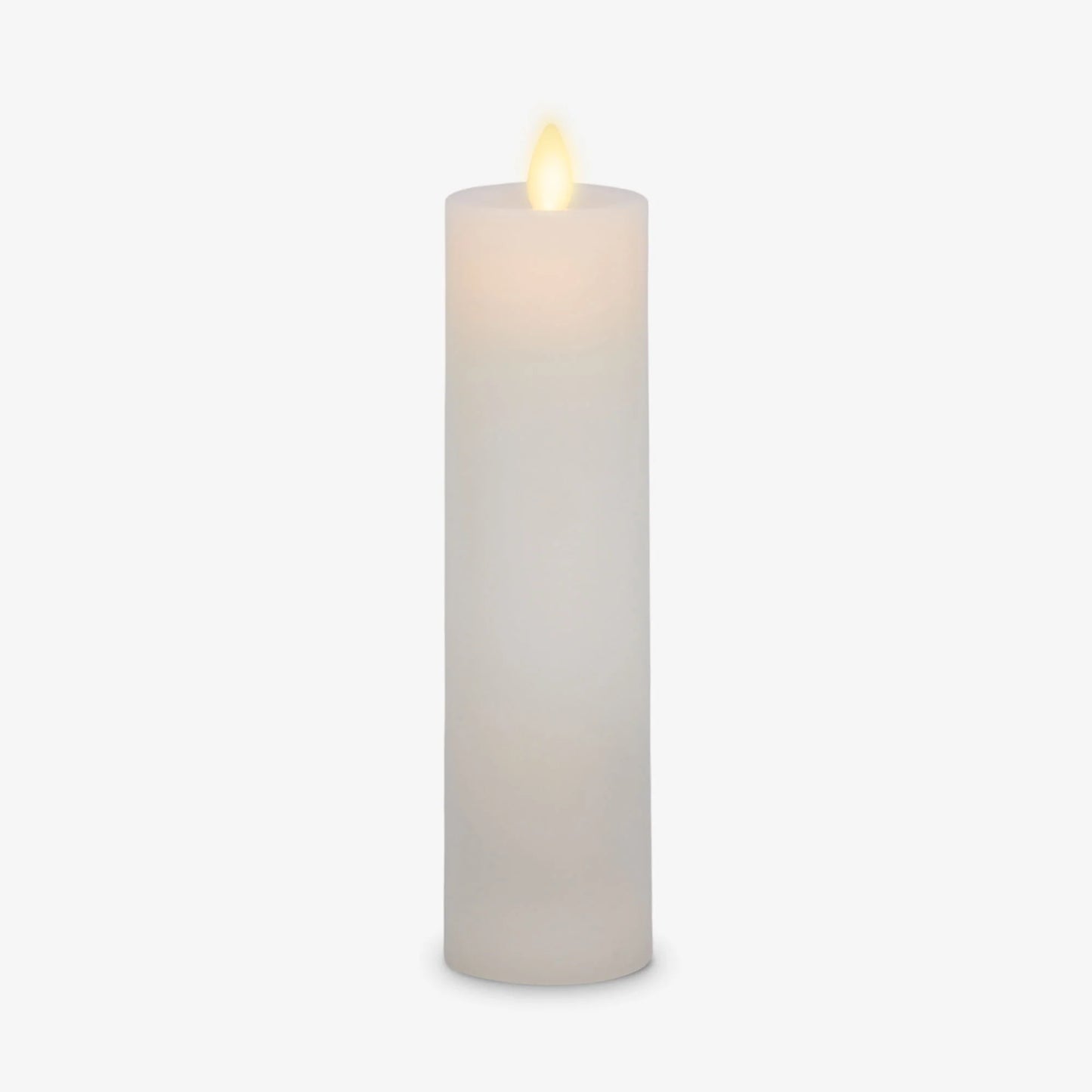 White Flameless Candle Slim Pillar - Recessed Top