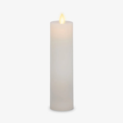 White Flameless Candle Slim Pillar - Recessed Top