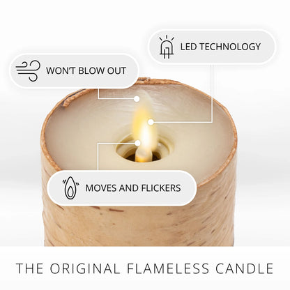 Real Birch Flameless Candle Tealights - Recessed Top - Set of 2