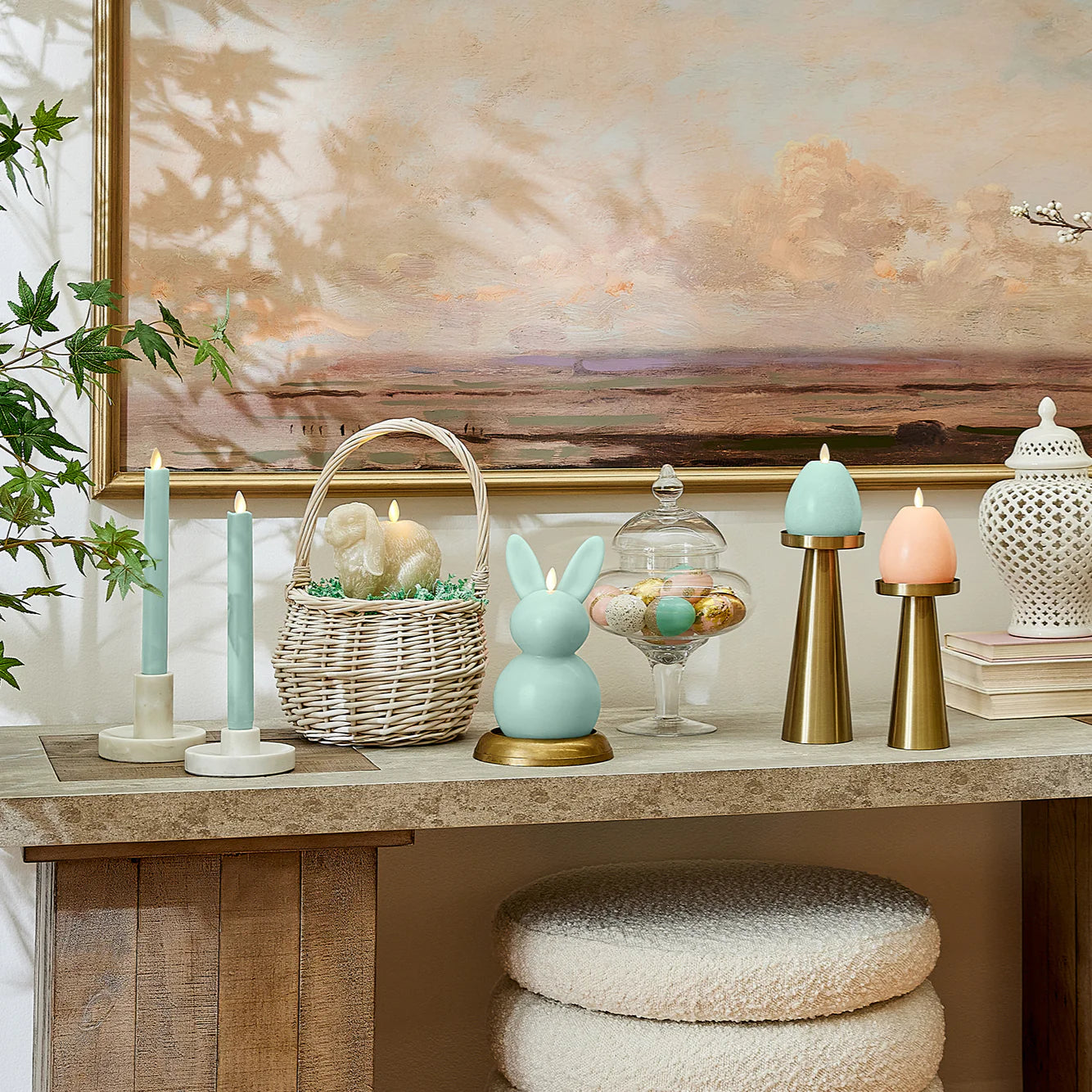 Chalky Mellow Peach Flameless Candle Easter Egg