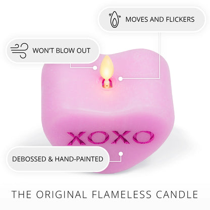 Pastel Orchid Flameless Candle Candy Heart "XOXO"