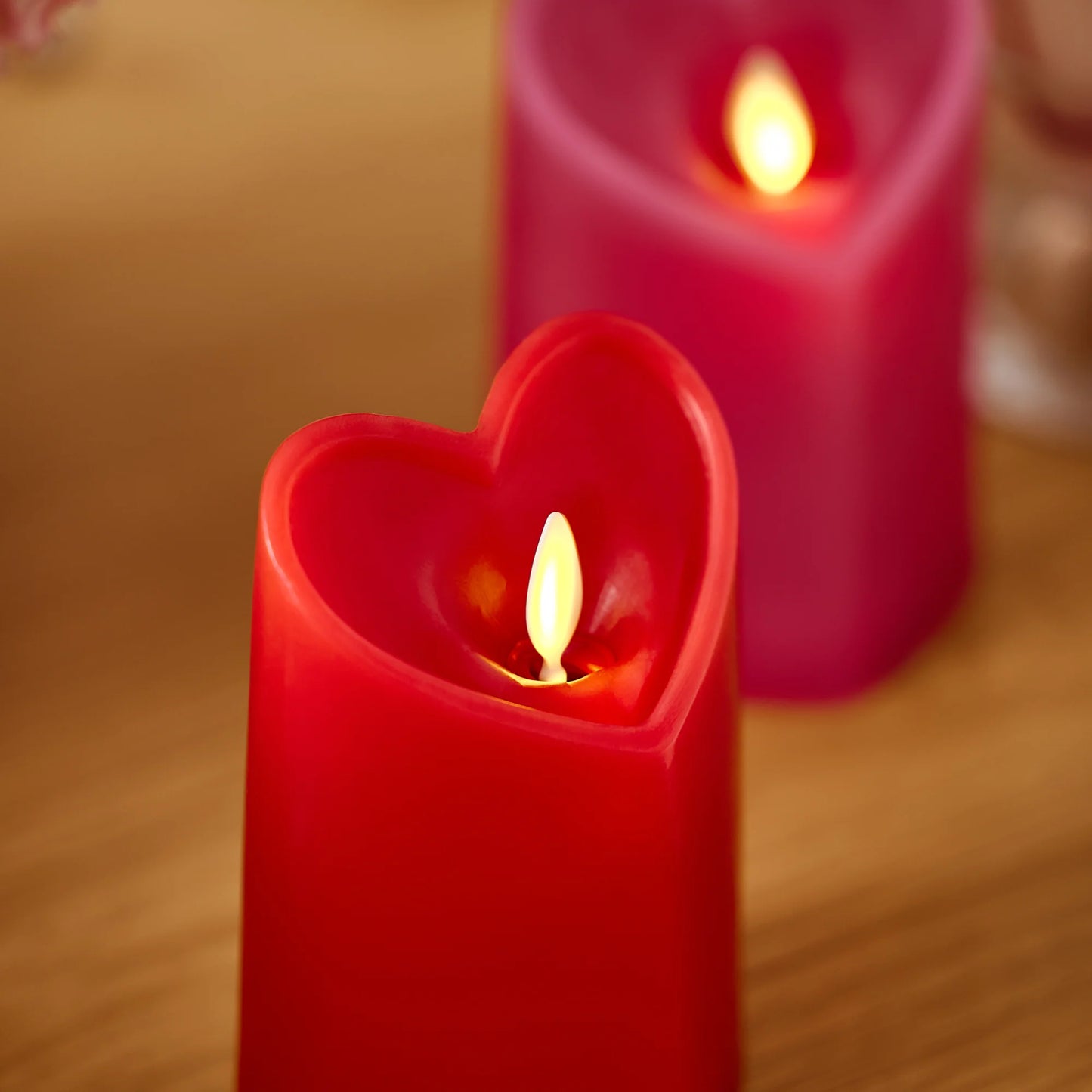 True Red Flameless Candle Heart Pillar