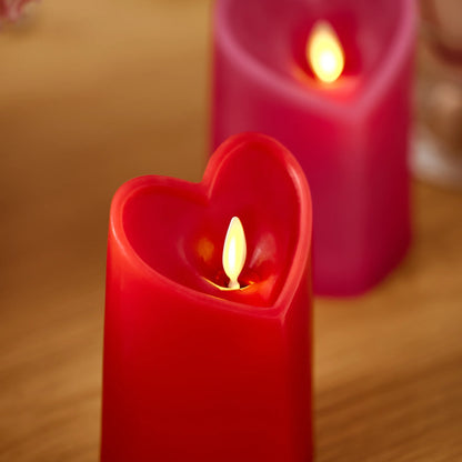 True Red Flameless Candle Heart Pillar