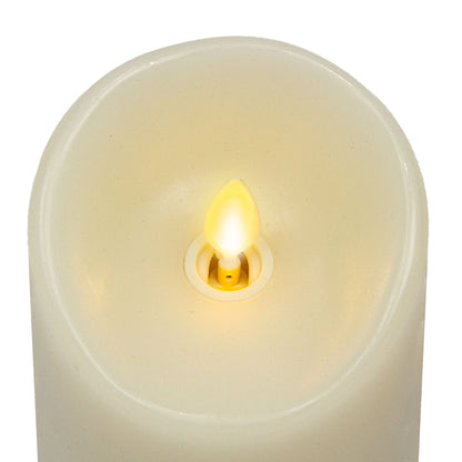 Ivory Flameless Candle Pillar - Scallop Top Vanilla Scented - 3” Width