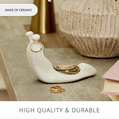 White Speckled Ceramic Snail Candle Holder for Spring Flameless Candle Spheres