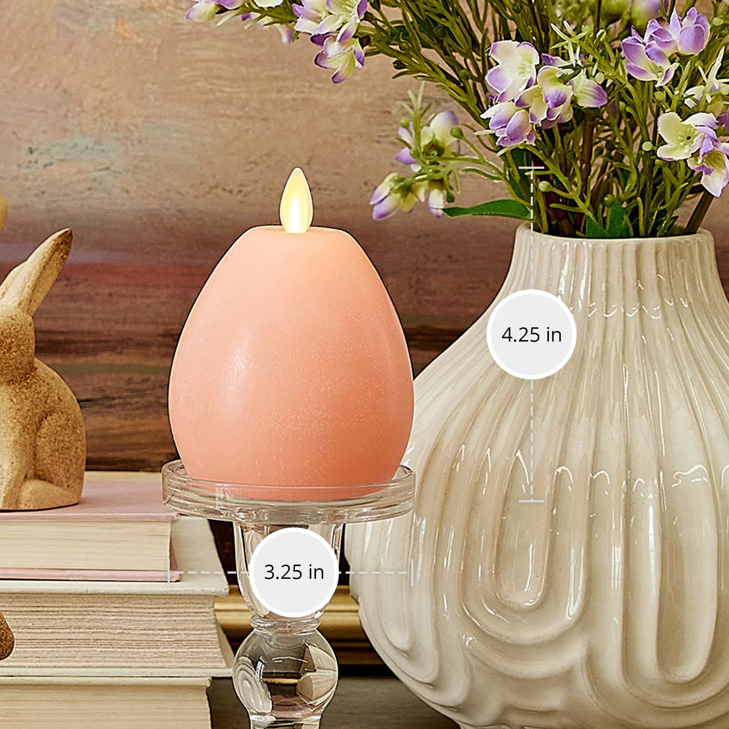 Chalky Mellow Peach Flameless Candle Easter Egg