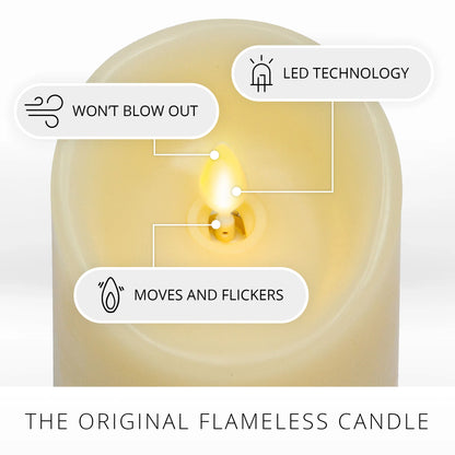 Ivory Flameless Candle Pillar - Scallop Top - 3" Width