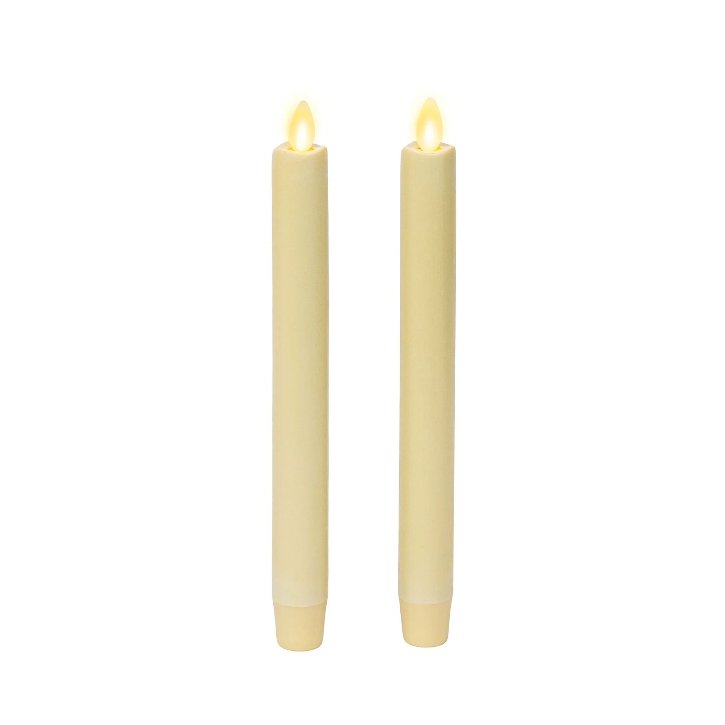 Ivory Flameless Candle Tapers - Melted Top - 9.5" Height - Set of 2