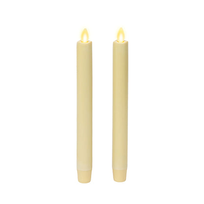 Ivory Flameless Candle Tapers - Melted Top - 9.5" Height - Set of 2