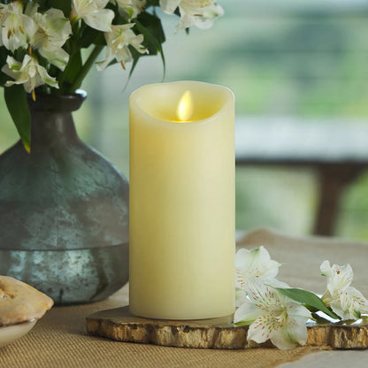 Ivory Flameless Candle Pillar - Scallop Top Vanilla Scented - 3.5” Width