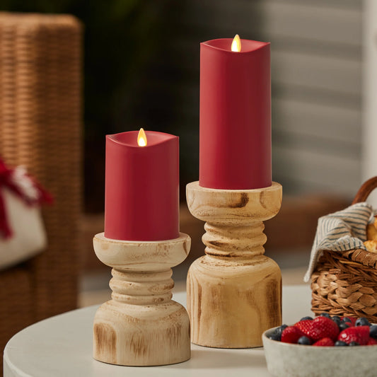 Cherry Red Outdoor Flameless Candle Pillar