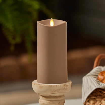 Timeless Taupe Outdoor Flameless Candle Pillar