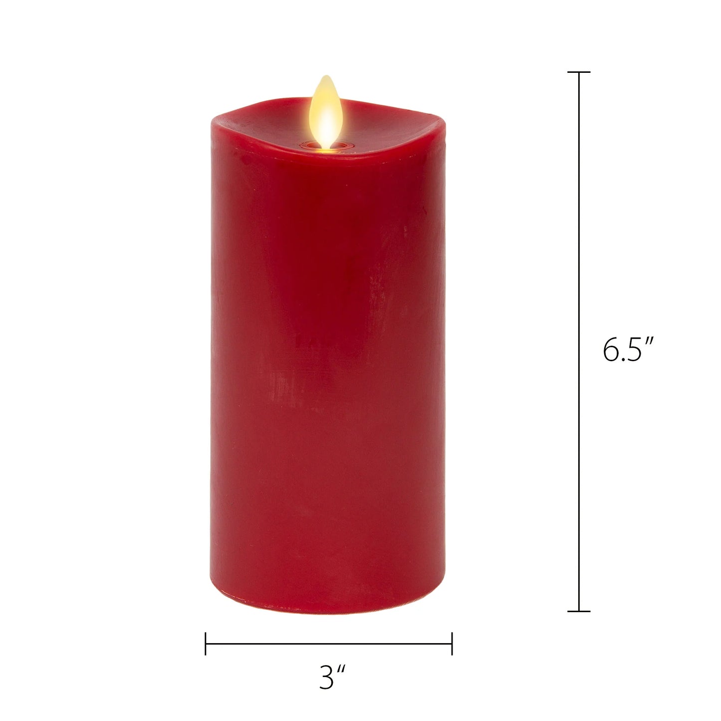 Burgundy Flameless Candle Pillar - Melted Top - 3" Width