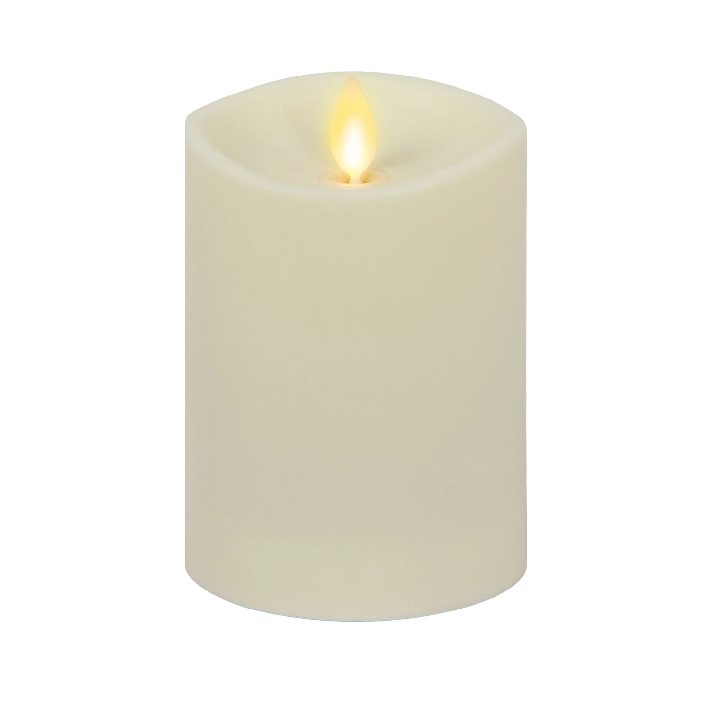 Pearl Ivory Outdoor Flameless Candle Pillar - Melted Top - 3.25" Width