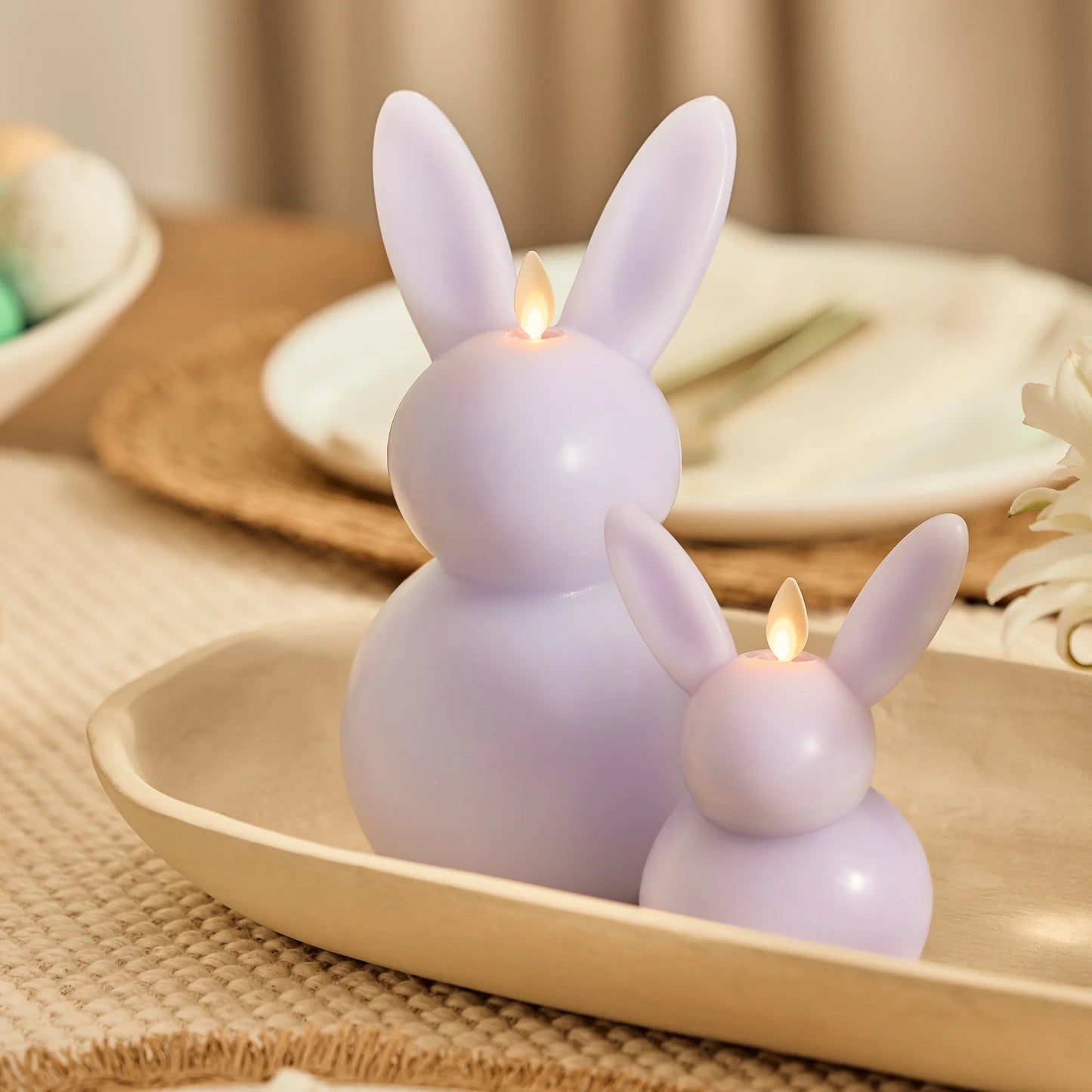 Gentle Lavender Flameless Candle Easter Bunny Rabbit
