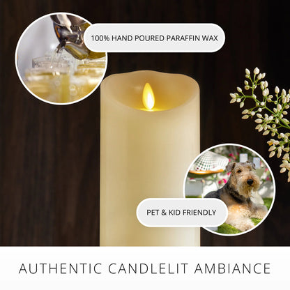 Ivory Flameless Candle Pillar - Scallop Top - 3.5" Width