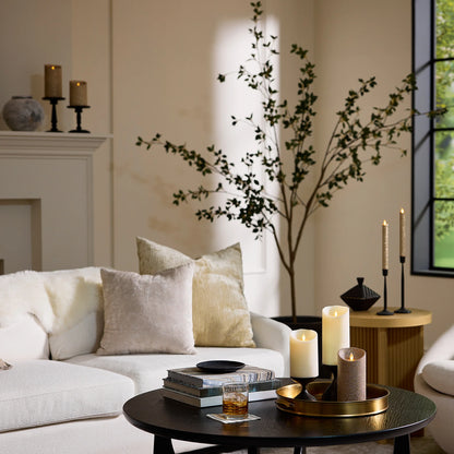 Radiant Ivory Glitter Flameless Candle Pillars