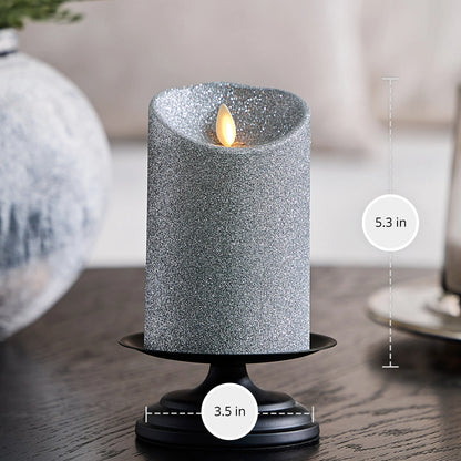 Brilliant Silver Glitter Flameless Candle Pillars