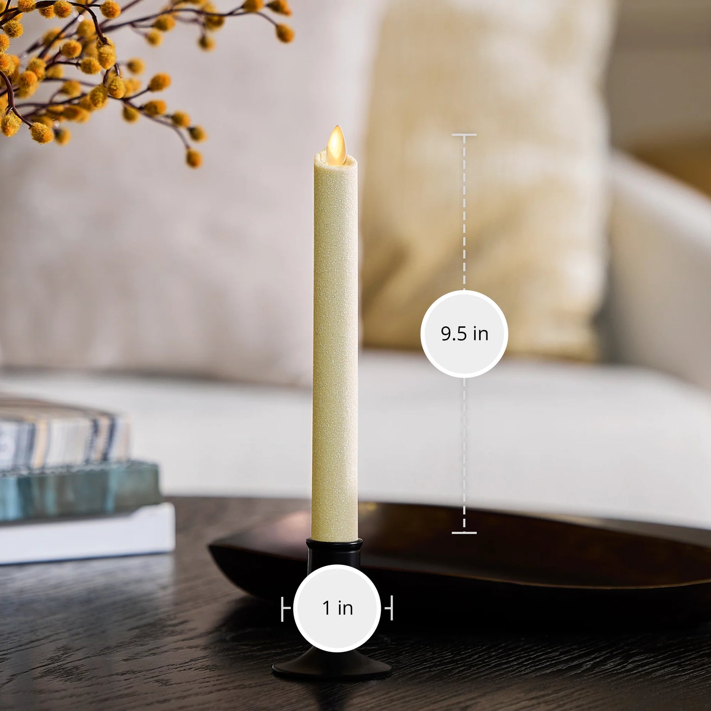 Radiant Ivory Glitter Flameless Candle Taper