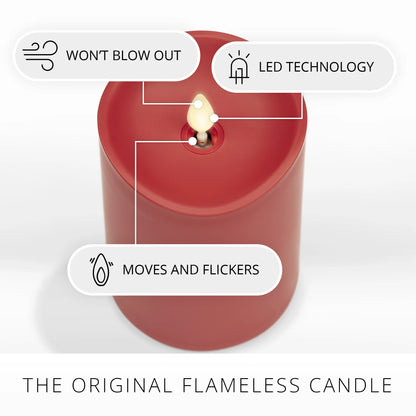 Cherry Red Outdoor Flameless Candle Pillar