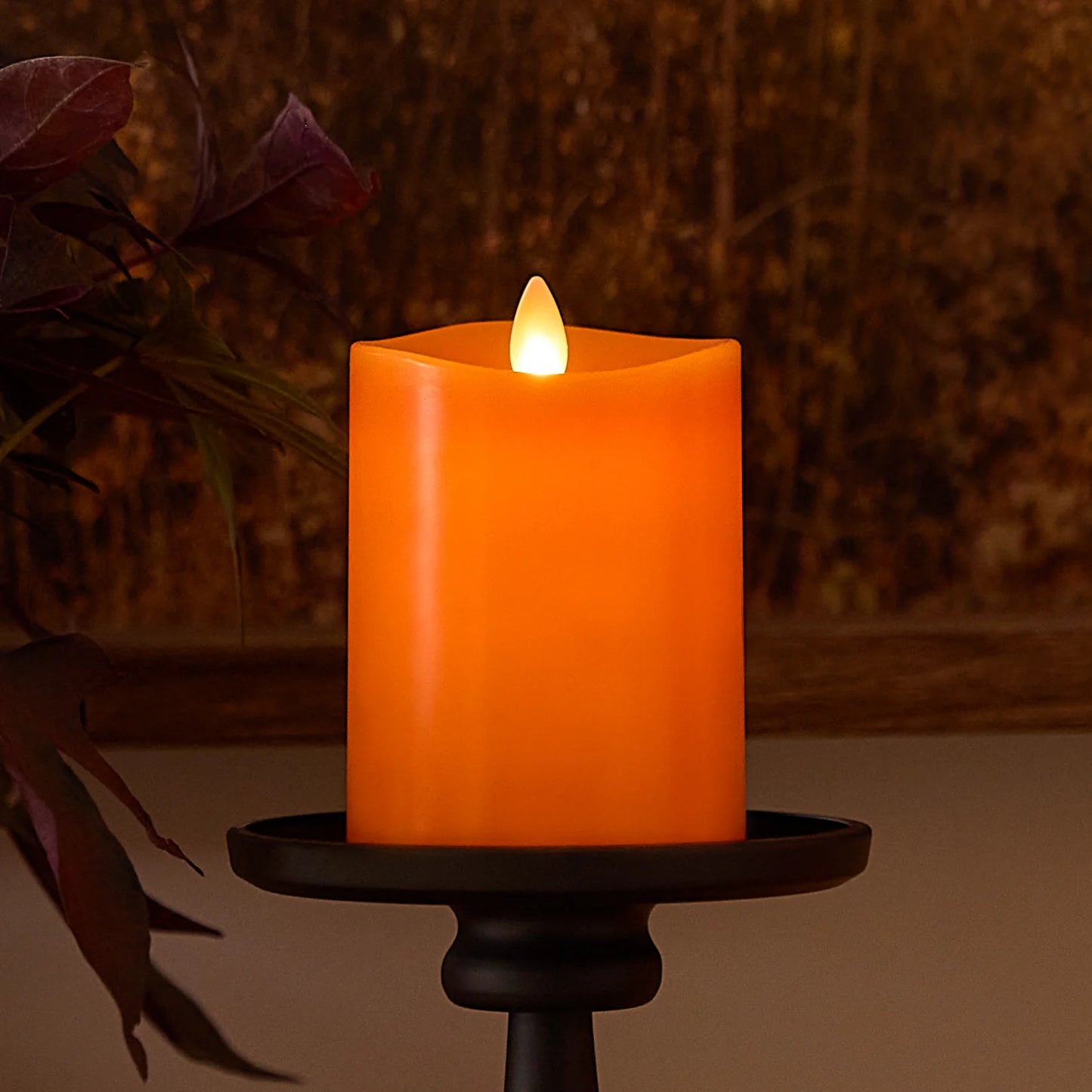 Russet Orange Flameless Candle Pillar