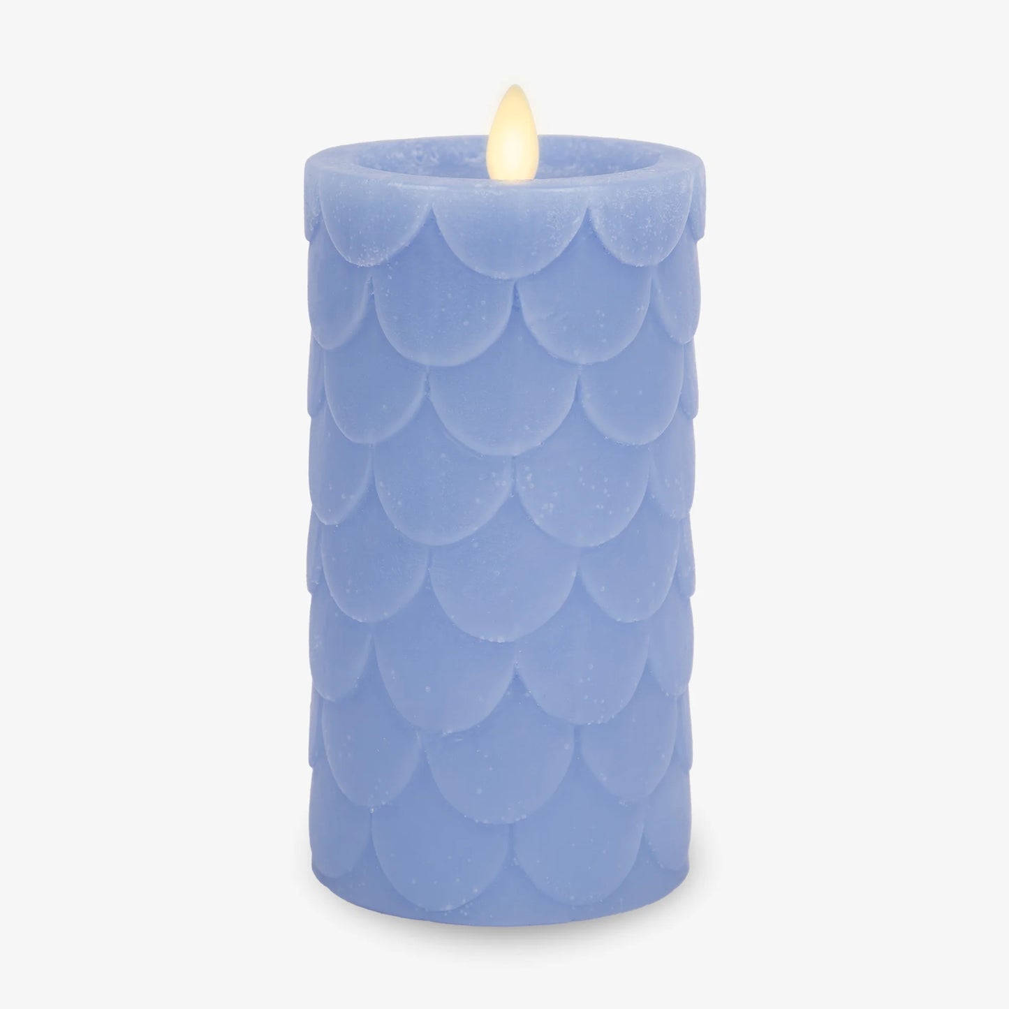 Cornflower Embossed Fish Scale Flameless Candle Pillar