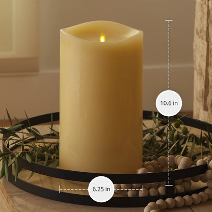 Ivory Flameless Candle Grand Pillar - Melted Top - 6.25" Width
