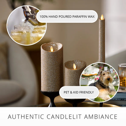 Champagne Glow Glitter Flameless Candle Pillars