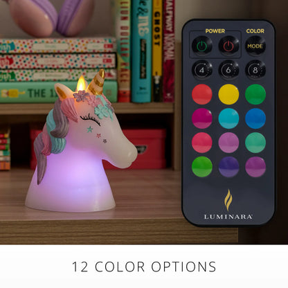 White Color Changing Flameless Candle Unicorn with Remote