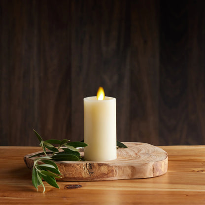 Ivory Flameless Candle Slim Pillar - Recessed Top - 2" Width