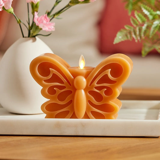 Sunlit Honey Flameless Candle Butterfly